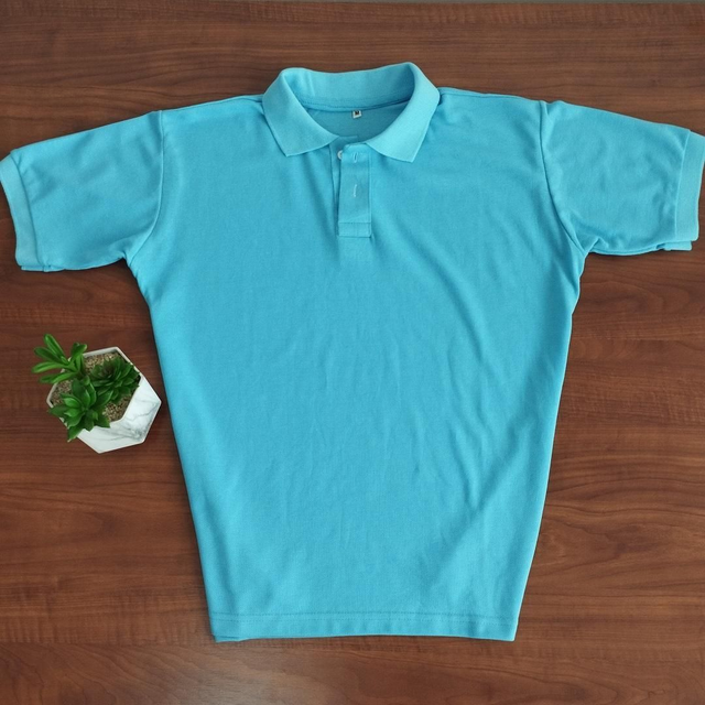 Camisa Polo Piquet lisa Azul Bebê 