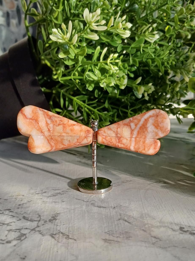 Red Vein Jasper Dragonfly on Stand