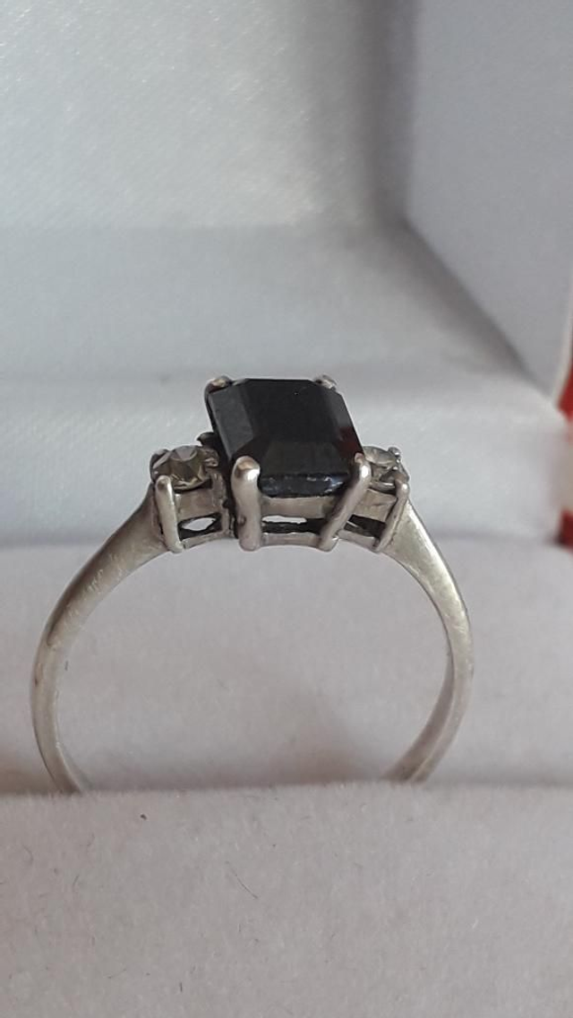 Bague saphir, zirconium, argent 925.