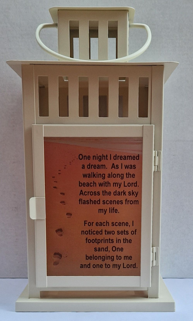 Footprints in the sand lantern