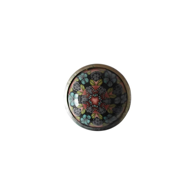 Bouton pression mandala bleu rose