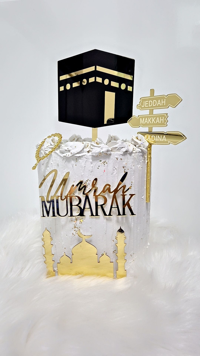 Set cake topper umrah mubarak en acrylique 5 pièces Design B