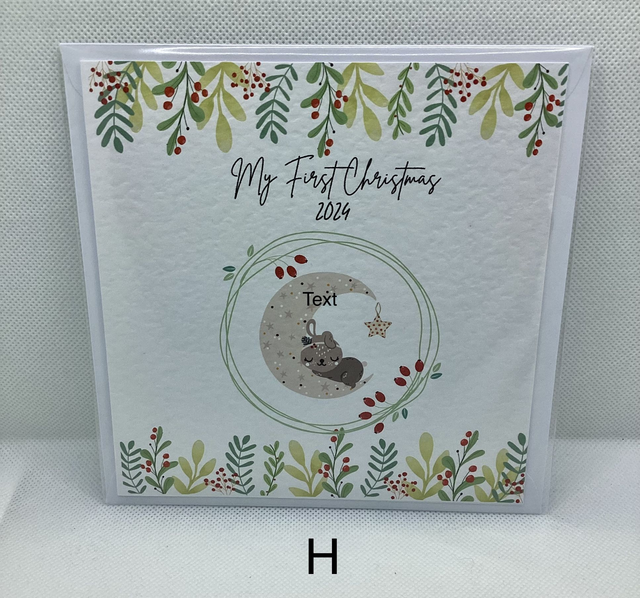 Personalised First Christmas frame and album set. Baby bear design. Red.