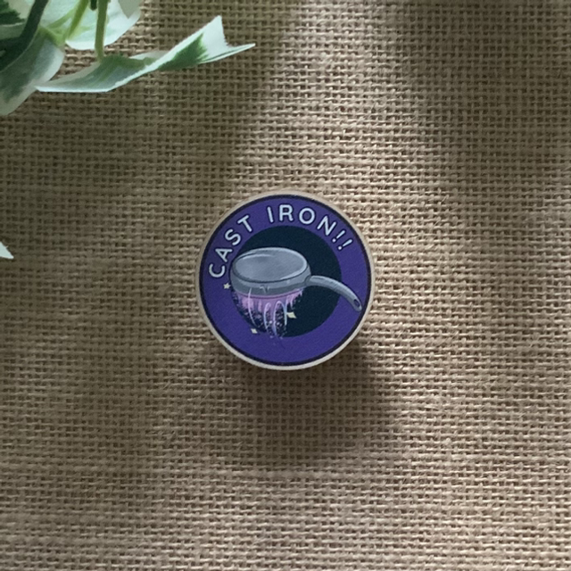 Wooden Pin Badge - Cast Iron