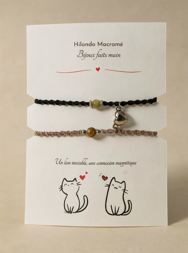 Bracelets Duo Saint Valentin Cœurs Magnétiques & Perle Naturelle