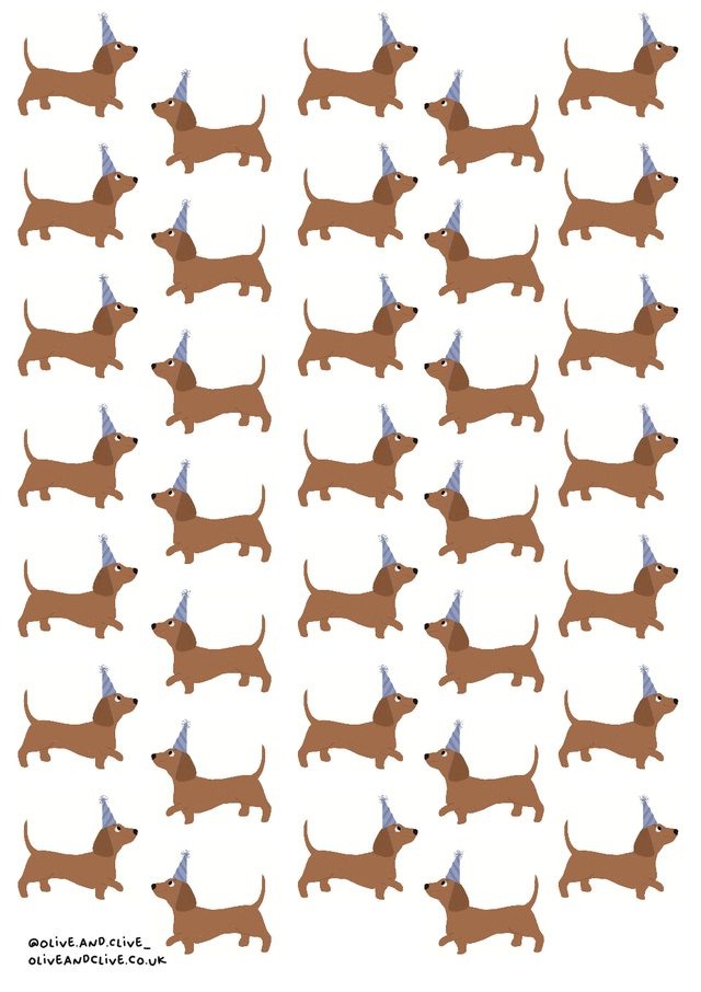 Birthday Dog Wrap Sheet A2 