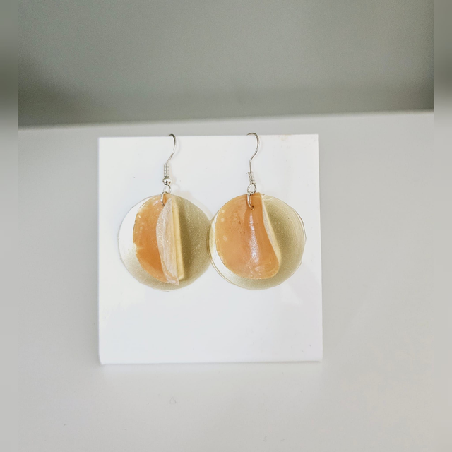 Round Pair Earring Dangle Drop ECO Handmade Unique Lightweight