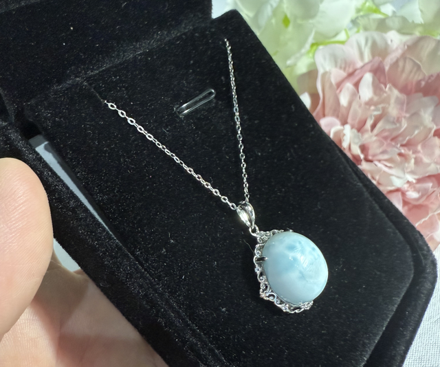S925 larimar pendant with chain