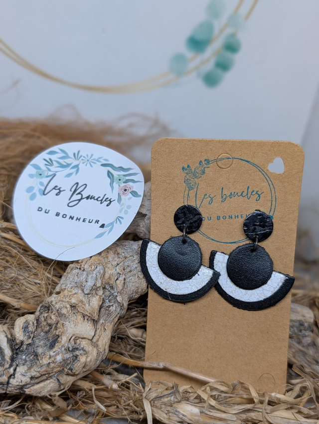 Boucles d&#039;oreilles Donatelle noir blanc do209
