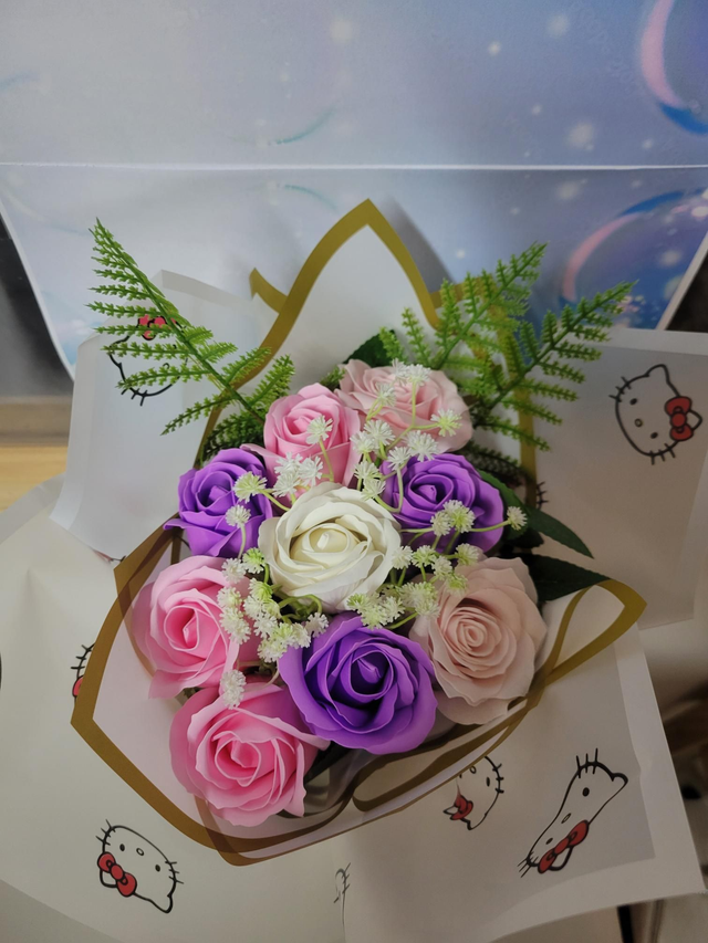 Bouquet roses de savon pastel (9)
