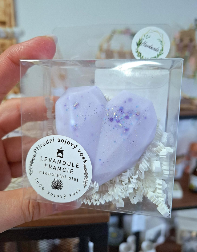 Levandule FRANCIE Srdce - vonný sójový vosk