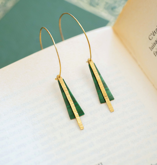 Boucles d&#039;oreilles Tria - Doré, vert
