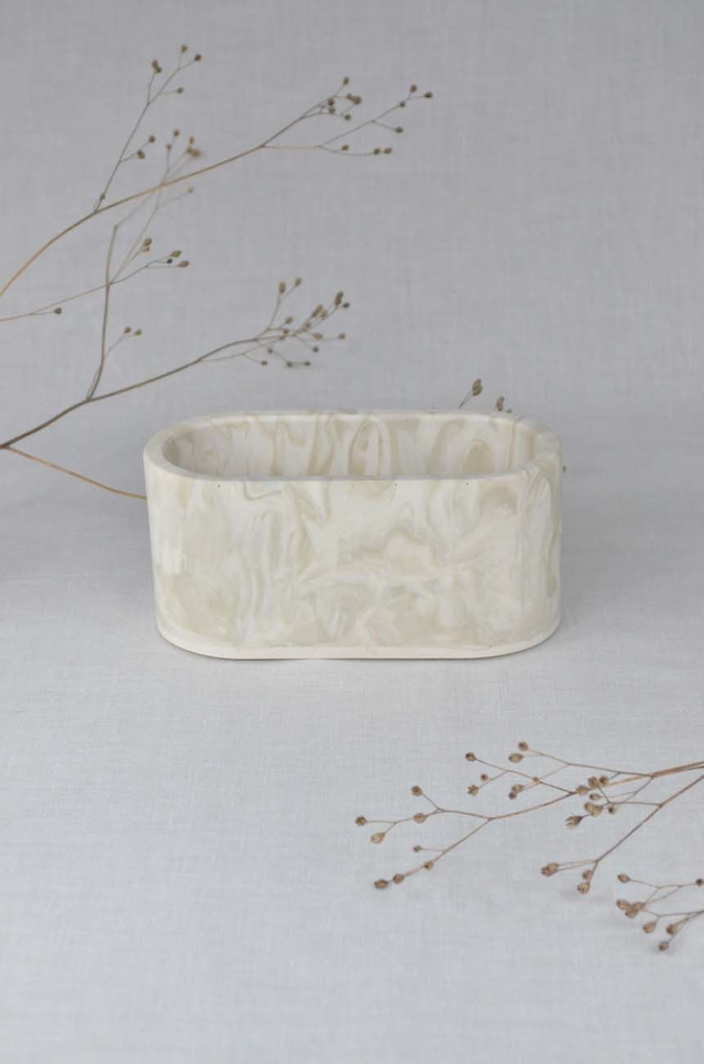 Pot ovale : Beige marbré
