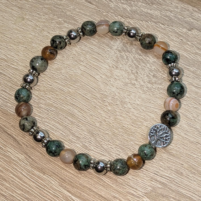 Bracelet "Turquoise africaine & Cornaline" 6mm BR-013