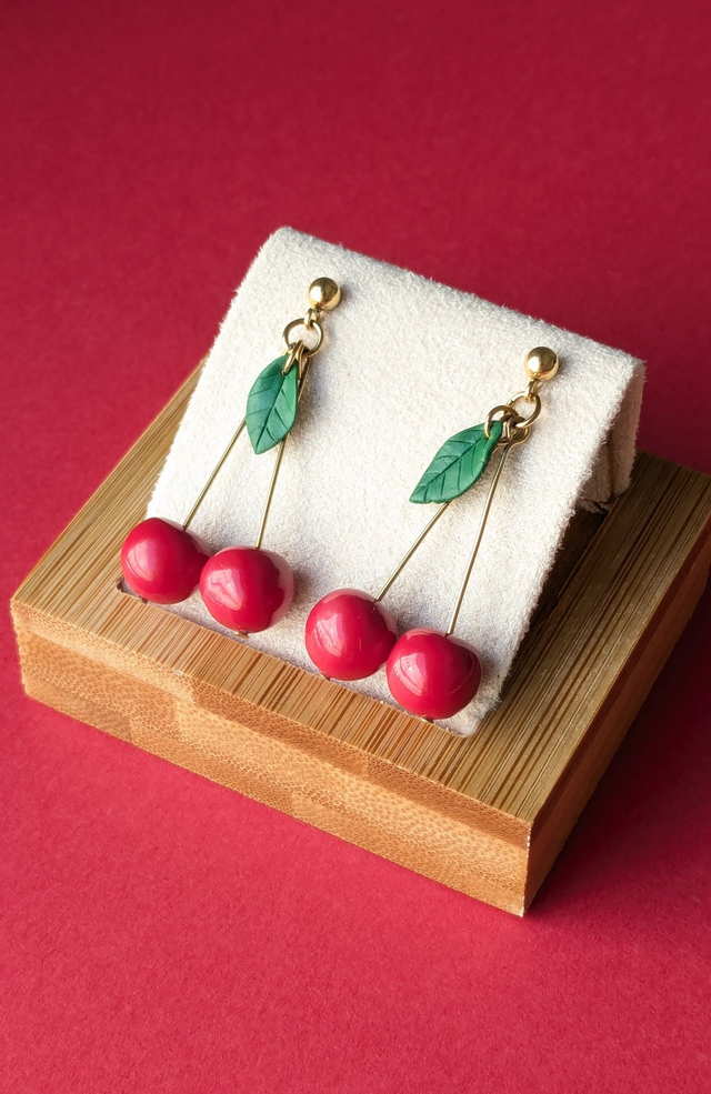 Boucles d'oreilles pendantes cerises