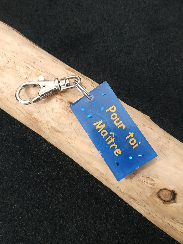 Porte-clés bleu texte personnalisable