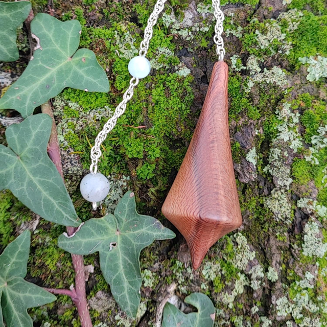Pendule en Bois de Platane et Chaînette en plaqué Argent