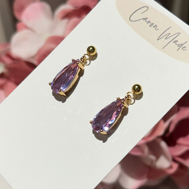Lilac Teardrop Drop Earrings