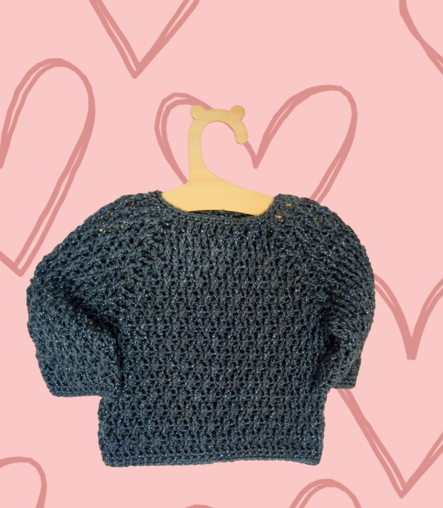 Gilet bébé fait main 3/6 mois – Bleu pétrole texturé – Fil acrylique Oeko-Tex