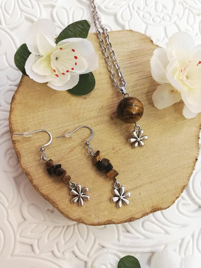 Parure Œil de tigre florale