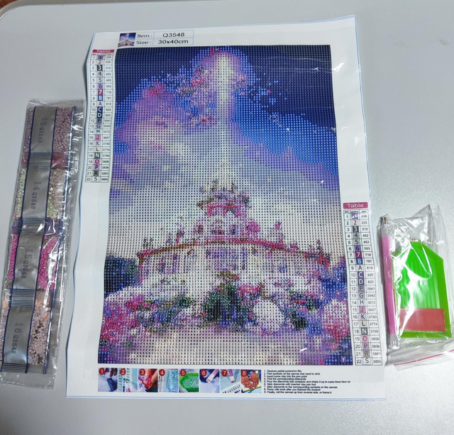 Diamond Painting Burg mit Lichtstrahl 30x40cm 