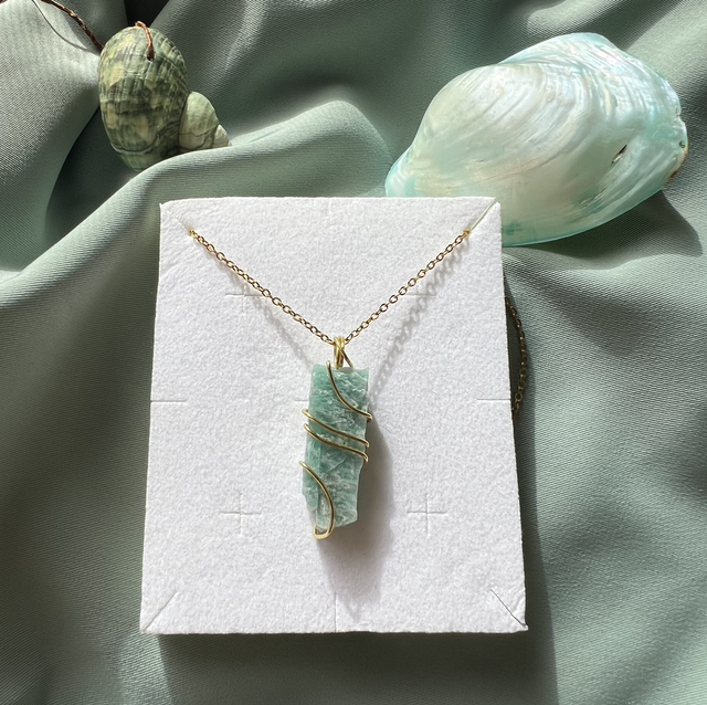 Collana in amazzonite grezza , prov: Russia 🇷🇺 , acciaio inox 