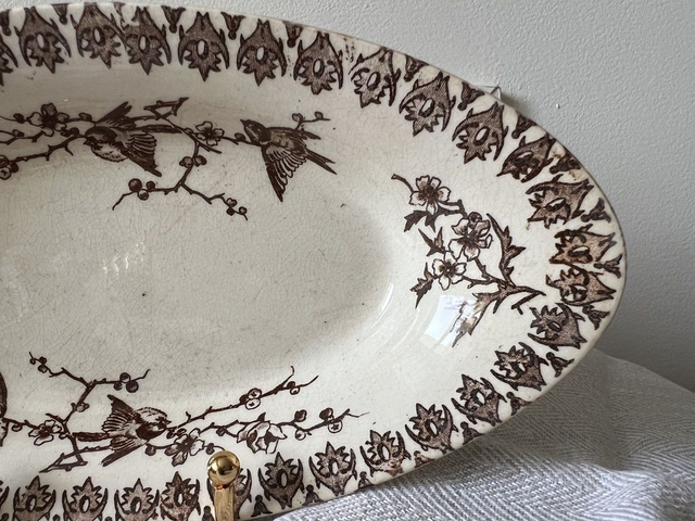 LYONNAIS - Ravier aux oiseaux de la manufacture de Choisy le Roi - Terre de Fer