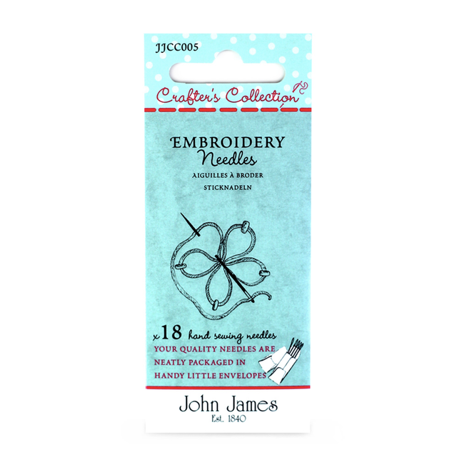 John James Crafters Collection Embroidery Needles sizes 7/9/10, 18 Needles each pack #JJCC005