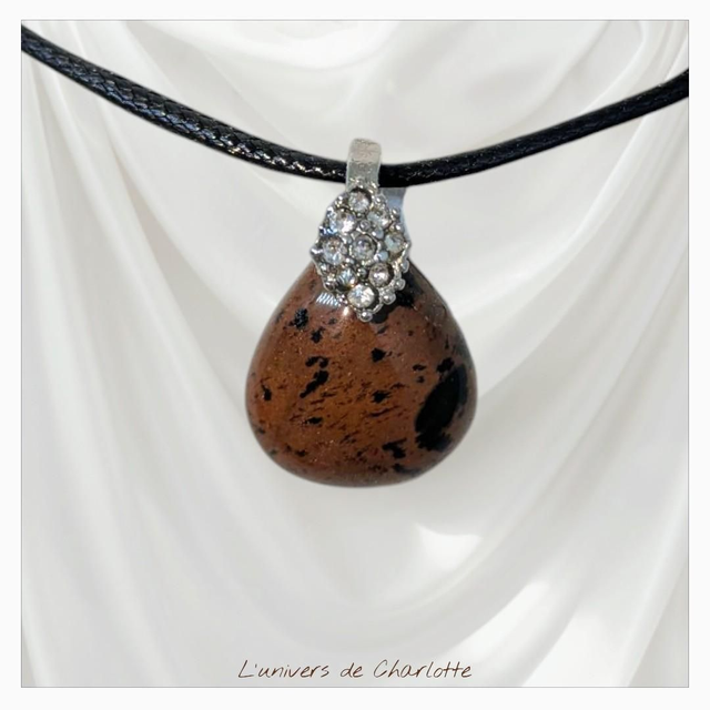 Pendentif &quot;Obsidienne mahogany&quot; PN-069