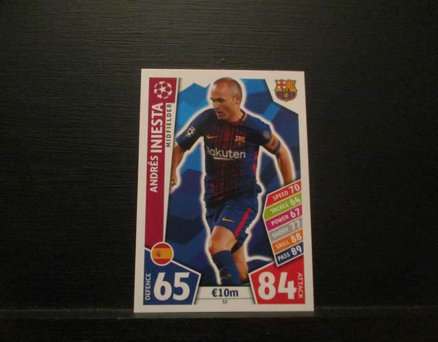Andres Iniesta - UEFA Champions League Match Attax 2017/18 Original Trading Card #32