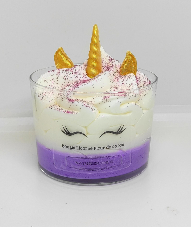 Bougie chantilly Licorne Fleur de coton 