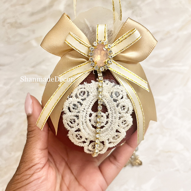 Gold and Burgundy Bauble Ornament 