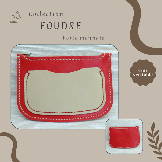 FOUDRE porte monnaie/carte - Rouge &amp; crème