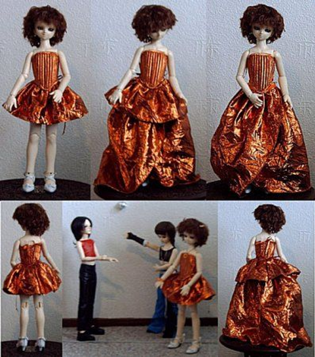 Doll-outfits: 1/4 - Copper Party Dress