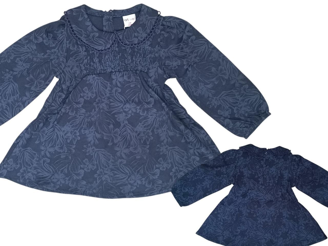 Robe marine fleuri col rond