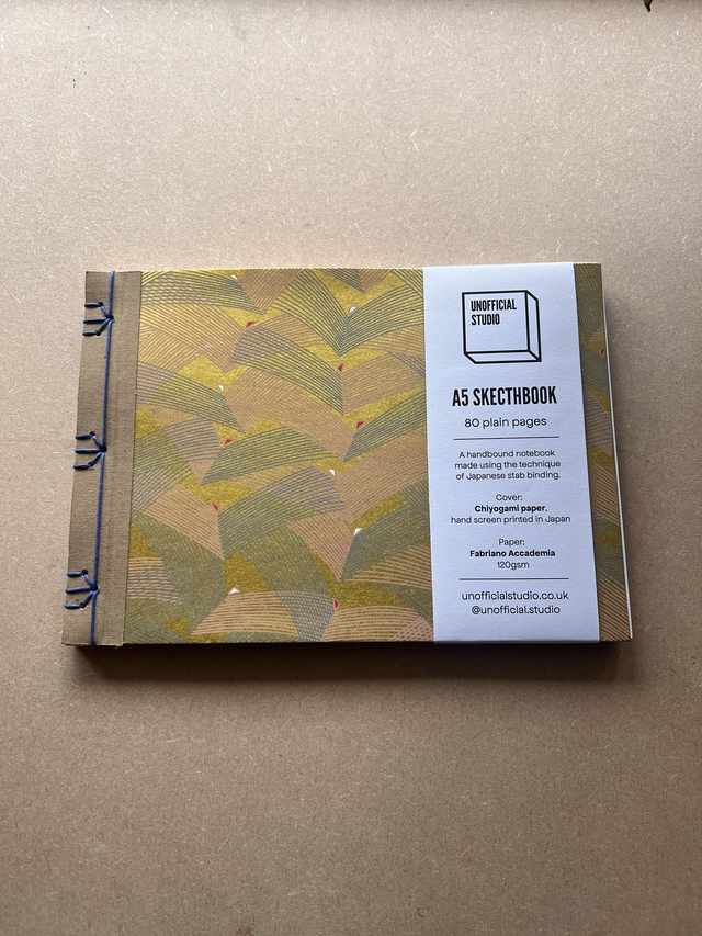 A5 Sketchbook — Gold birds — 120gsm plain paper