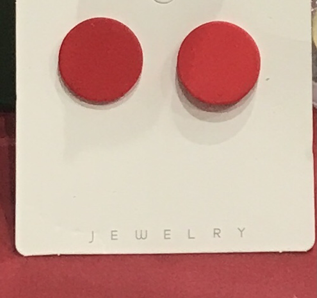 Red Large Stud Earrings - STU09