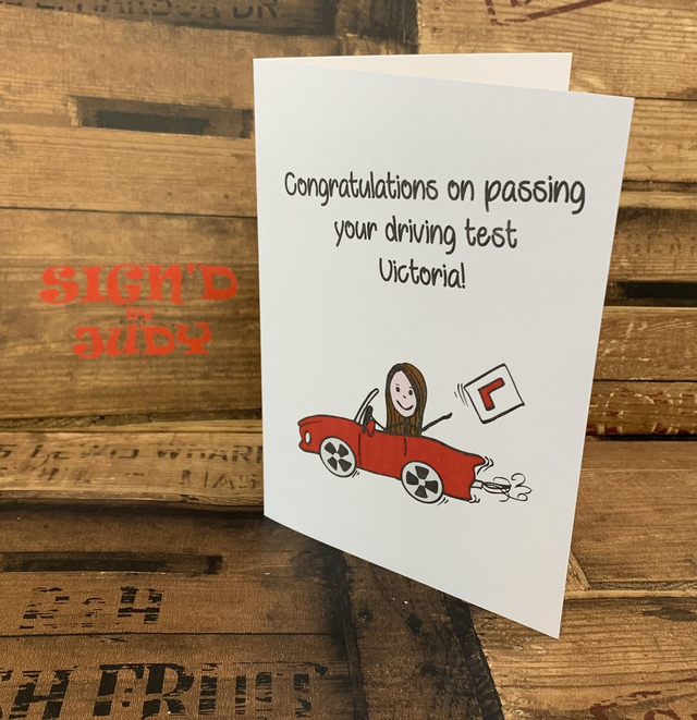 congratulations on passing your driving test card