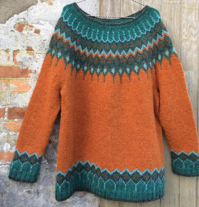 Ginger Teal Nordic Pullover