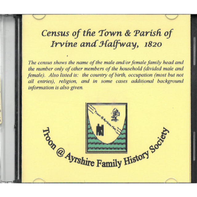 Census of the Town and Parish of Irvine and Halfway, Ayrshire 1820 on CD