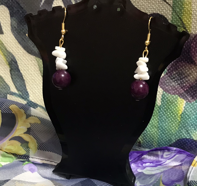 Purple/White Dangling Earrings-PWD13