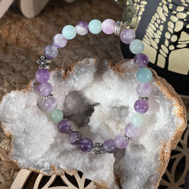 🌊🔮 Bracelet en Amazonite et Améthyste  