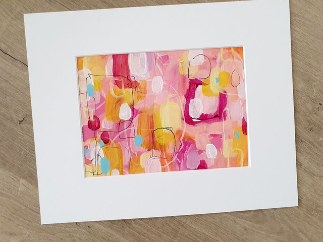 Candy Carnival - Origineel schilderij, acrylverf op papier, incl. wit passepartout