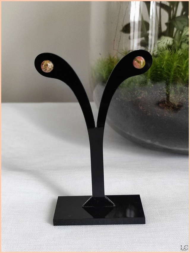 Puces d'oreilles, pierre naturelle - Unakite