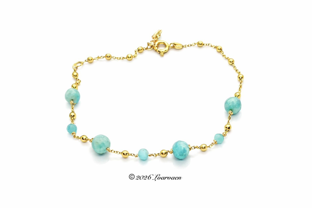 Bracelet “Rivage d’Écume” – Amazonite et perles dorées