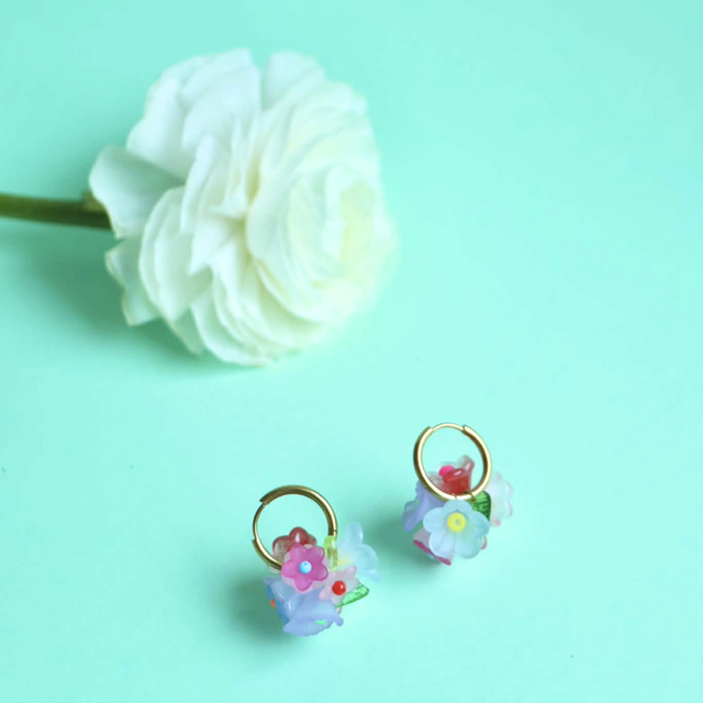 Boucles d'oreilles Bouquet (bleu)