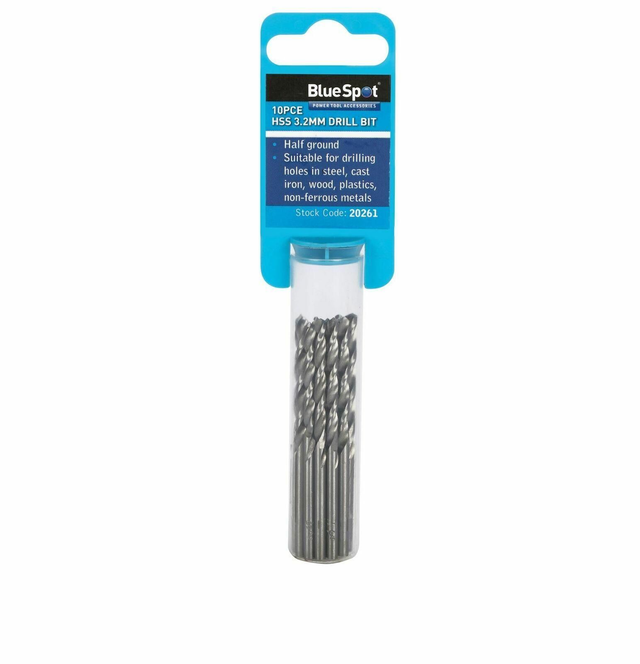 3.5mm BlueSpot HSS Metric Drill Bits 10pk for Steel Wood plastics