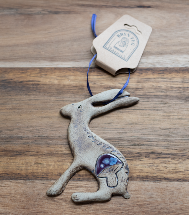Hanging Hare Adornment - Purple Mushroom