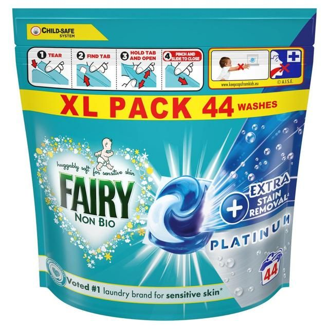 Fairy Non Bio PODS Washing Liquid Capsules 44 Washes , Platinum