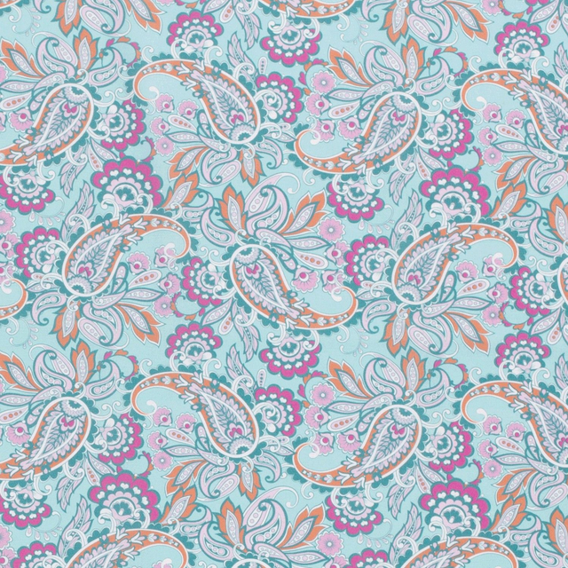 Popeline paisley bleu